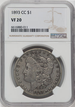 1893-CC $1 Morgan Dollar NGC VF20
