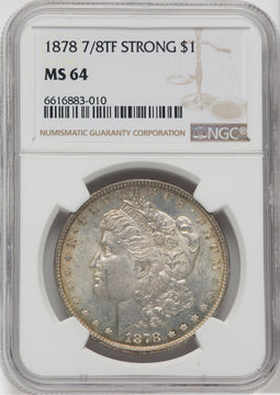 1878 7/8TF $1 STRONG Morgan Dollar NGC MS64 OOS