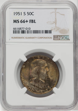 1951-S 50C FL Franklin Half Dollar NGC MS66+