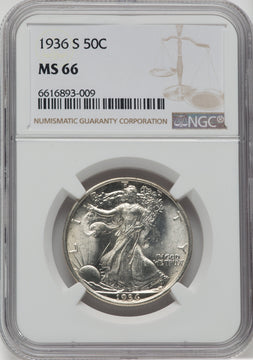1936-S 50C Walking Liberty Half Dollar NGC MS66