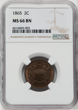1865 2C BN Two Cent Pieces NGC MS66