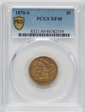 1870-S $5 Liberty Half Eagle PCGS XF40