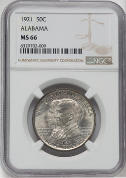 1921 50C Alabama Commemorative Silver NGC MS66