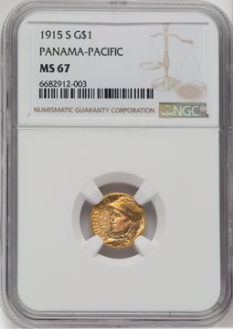 1915-S G$1 PAN-PAC Gold Dollar Commemorative Gold NGC MS67