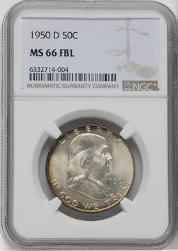 1950-D 50C FL Franklin Half Dollar NGC MS66