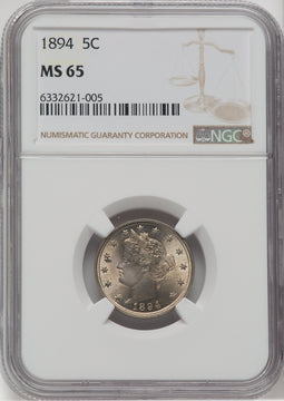 1894 5C Liberty Nickel NGC MS65