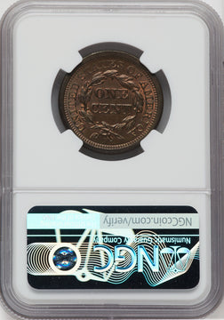 1855 1C BN CAC Large Cent NGC MS65