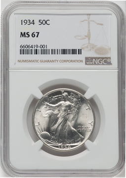 1934 50C Walking Liberty Half Dollar NGC MS67