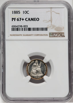 1885 10C CA NGC Plus Proof Seated Dime NGC PR67+