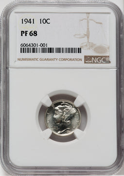 1941 10C Proof Mercury Dime NGC PR68