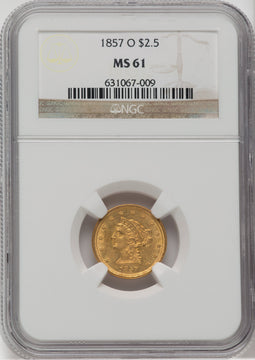 1857-O $2.50 Liberty Quarter Eagle NGC MS61