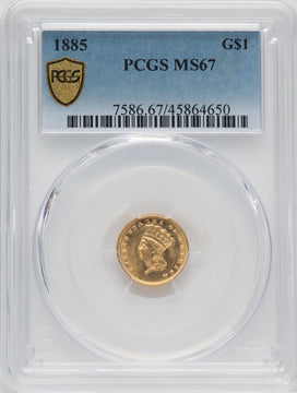1885 G$1 Gold Dollar PCGS MS67