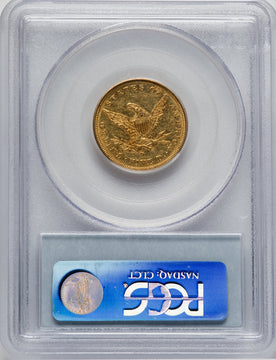 1842-D $5 Small Date CAC Liberty Half Eagle PCGS AU58