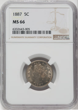 1887 5C Liberty Nickel NGC MS66