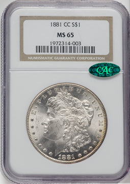 1881-CC $1 CAC Morgan Dollar NGC MS65