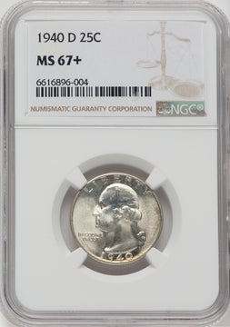 1940-D 25C NGC Plus Washington Quarter NGC MS67+