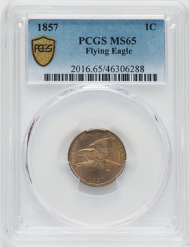 1857 1C Flying Eagle Cent PCGS MS65