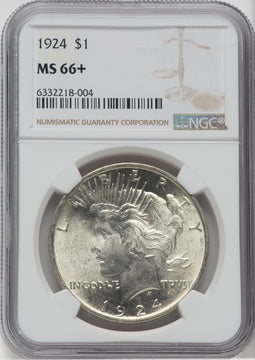 1924 $1 Peace Dollar NGC MS66+