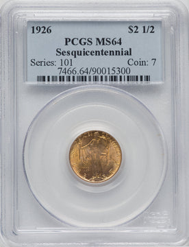 1926 $2.50 SESQUI Commemorative Gold PCGS MS64