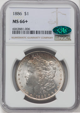 1886 $1 CAC Morgan Dollar NGC MS66+