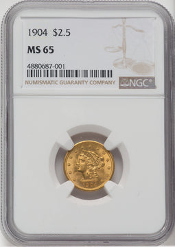 1904 $2.50 Liberty Quarter Eagle NGC MS65