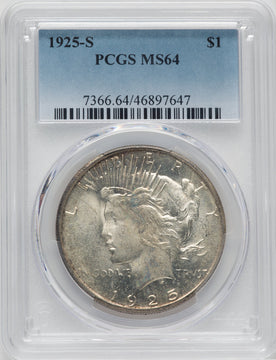 1925-S $1 Peace Dollar PCGS MS64