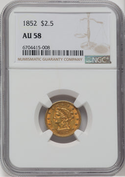 1852 $2.50 Liberty Quarter Eagle NGC AU58