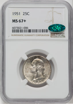 1951 25C Washington Quarter NGC MS67+ CAC