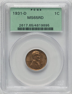 1931-D 1C RD Lincoln Cent PCGS MS65