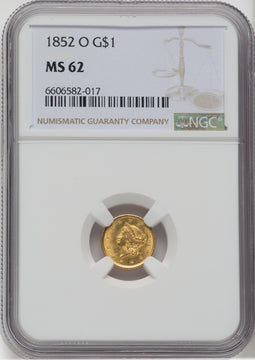 1852-O G$1 Gold Dollar NGC MS62