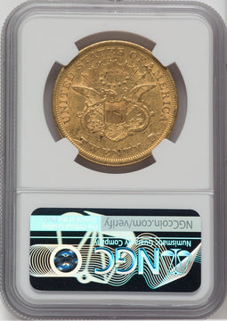 1854 $20 Small Date Liberty Double Eagle NGC AU53