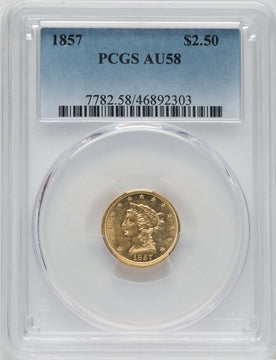 1857 $2.50 Liberty Quarter Eagle PCGS AU58