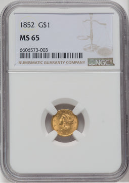 1852 G$1 Gold Dollar NGC MS65