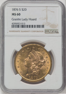 1876-S $20 Liberty Double Eagle NGC MS60