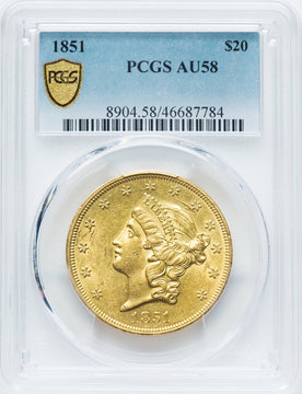 1851 $20 Liberty Double Eagle PCGS AU58
