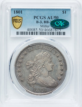 1801 $1 B-3 BB-213 CAC Early Dollar PCGS AU50