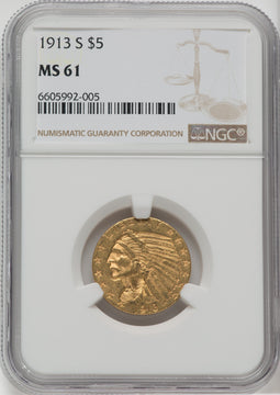 1913-S $5 Indian Half Eagle NGC MS61