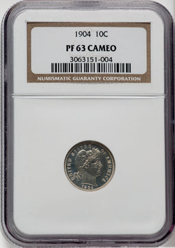 1904 10C CA Proof Barber Dime NGC PR63
