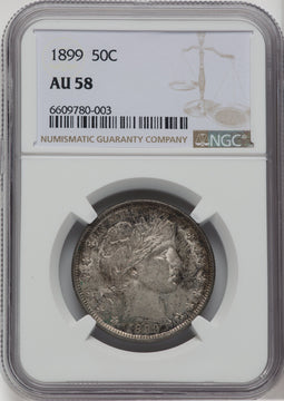 1899 50C Barber Half Dollar NGC AU58