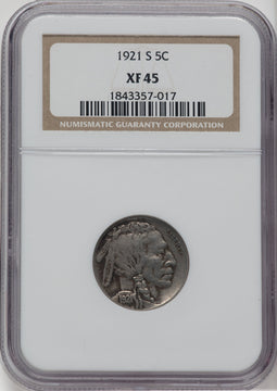 1921-S 5C Buffalo Nickel NGC XF45