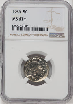 1936 5C NGC Plus Buffalo Nickel NGC MS67+