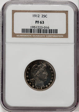 1912 25C Proof Barber Quarter NGC PR63