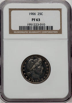 1906 25C Proof Barber Quarter NGC PR63