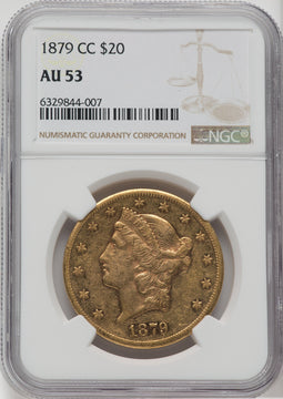 1879-CC $20 Liberty Double Eagle NGC AU53