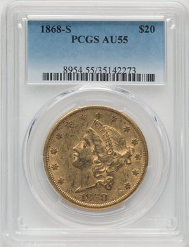 1868-S $20 Liberty Double Eagle PCGS AU55