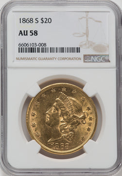 1868-S $20 Liberty Double Eagle NGC AU58