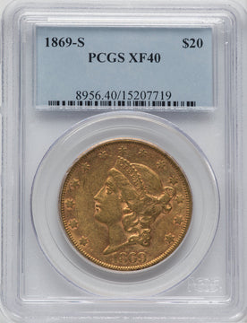 1869-S $20 Liberty Double Eagle PCGS XF40