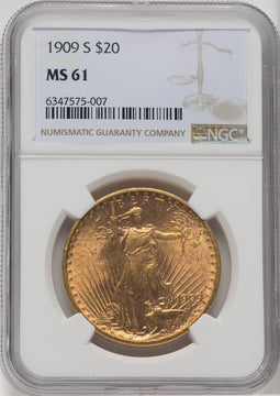 1909-S $20 Saint-Gaudens Double Eagle NGC MS61