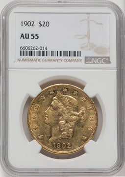 1902 $20 Liberty Double Eagle NGC AU55