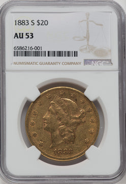 1883-S $20 Liberty Double Eagle NGC AU53